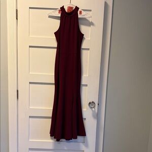 Mermaid High-Neck Burgundy Evening Dress